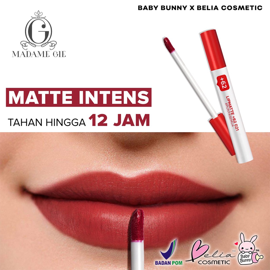 ❤ BELIA ❤ MADAME GIE +𝟲𝟮 Lip Matte Make Up Lipstick | Maskara Hitam | Bening | Clear Mascara | Waterproof | Lip Cream lipcream +62 2mL Jakarta Bali Medan Madamegie Gisella