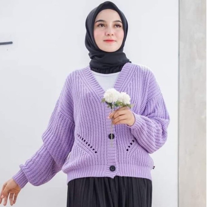 Cardigan Rajut Motif DHIYA | type 3 Get | Rajut TEBAL Premium | Pakaian Rajut Atasan Wanita