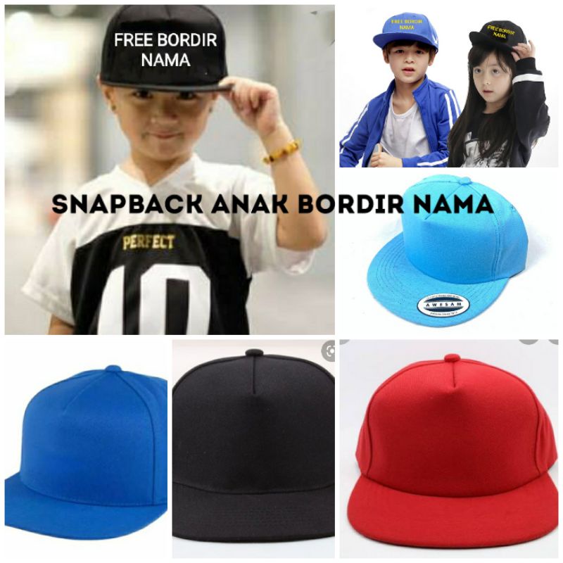 Topi Snapback Anak Bordir Nama Topi Snapback Anak Polos Topi Anak Unisex