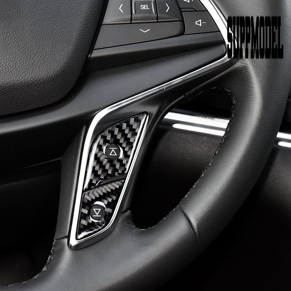 3pcs Stiker Cover Stir Mobil Bahan Carbon Fiber Untuk Cadillac XT5 2016-2017