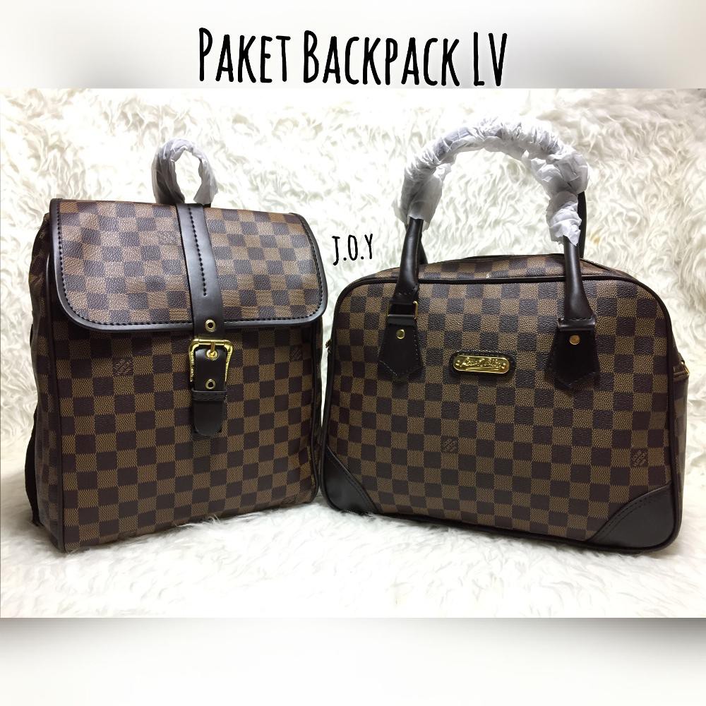 Tas Lokal/Tas Murah/Tas Grosir/Tas Wanita/Paket 2in1 Backpack LV
