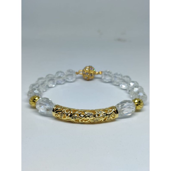 Gelang Bambu Kristal Putih Magnet