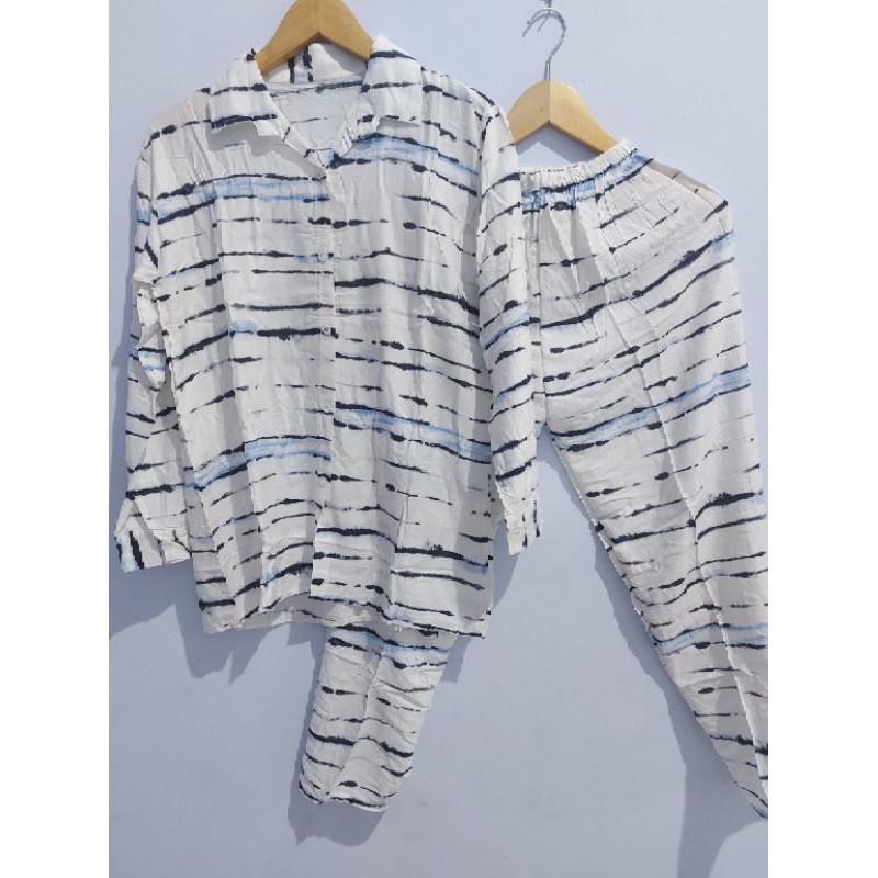 ONE SET/SETELAN PAJAMAS WANITA DEWASA LD 110 CM TYE DYE RAYON VISCOSE PREMIUM-8