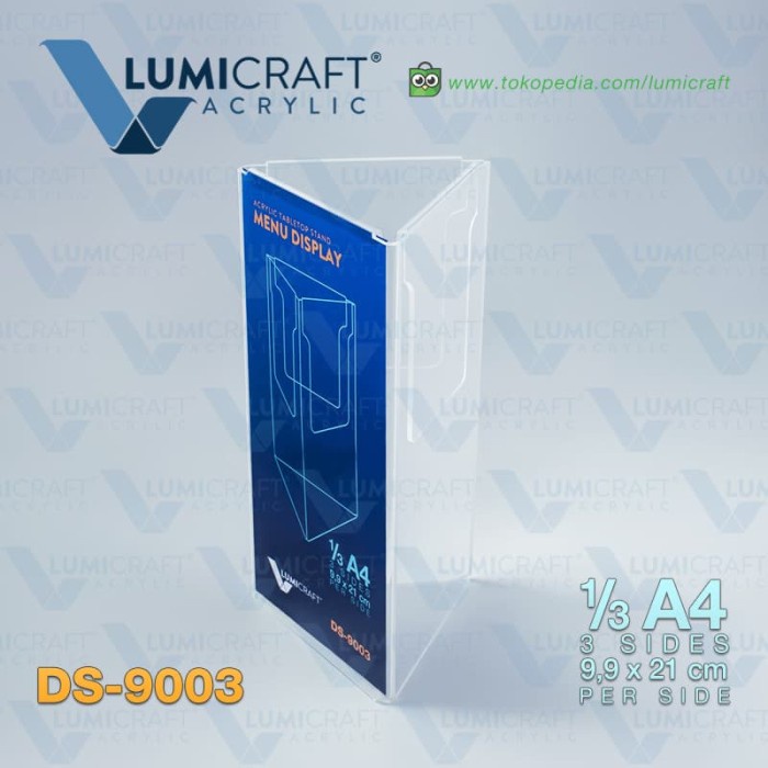 

READY Menu Display - Akrilik / Acrylic Tabletop Stand 3 Sisi 1/3 A4 TERMURAH