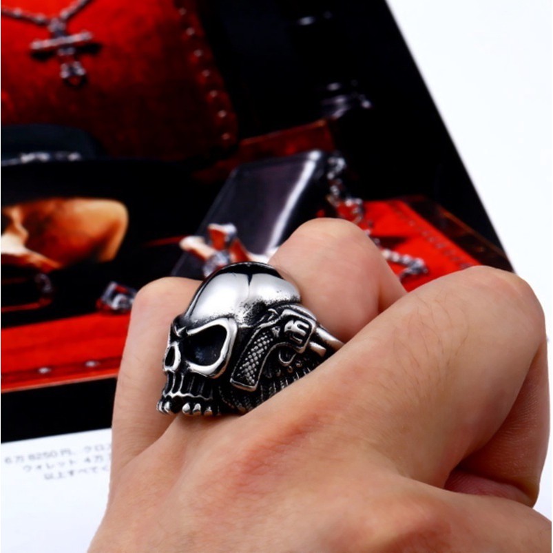 SEUSUK  Cincin Model Tengkorak Gaya Punk untuk Pria