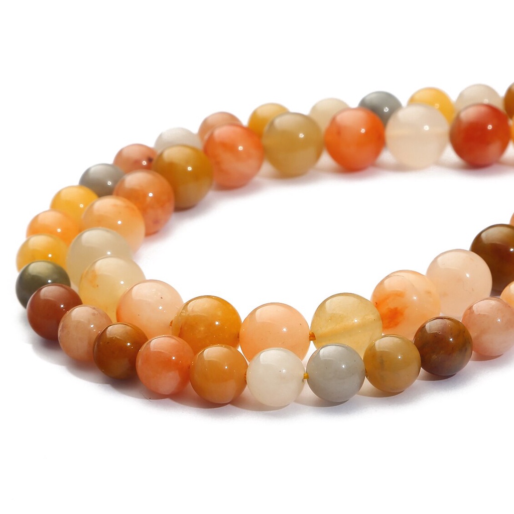 4 6 8 10 Mm/Alami Merah Emas Sutra Jade Lebih Ringan Imperial Stone Round Beads untuk Wanita DIY Gelang Kalung Perhiasan Anting-Anting Aksesoris