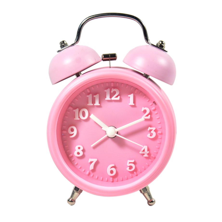 Jam Weker Kring Dekorasi Meja Alarm Clock Warna Pink Biru 20cm Free Baterai