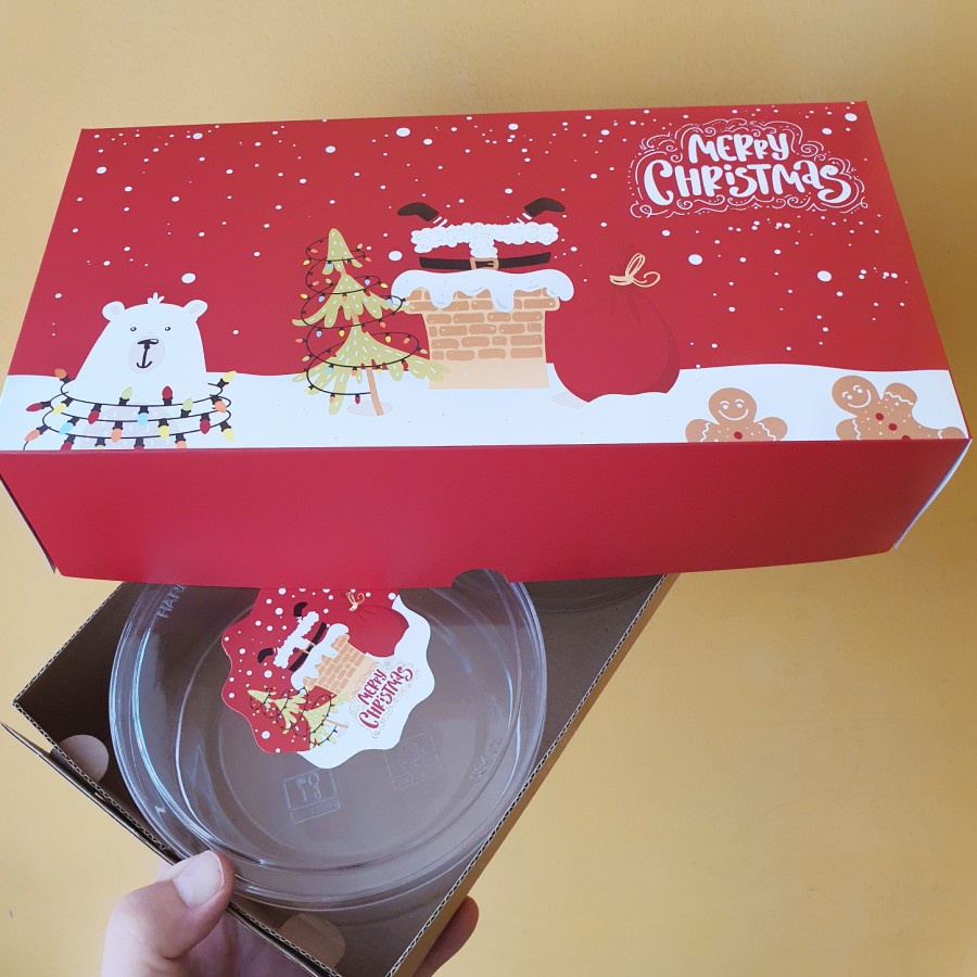 

(5 Pcs) Box Toples Kue Kering Natal Kotak Kemasan Dus Kue Cake Christmas Santa Claus 29.5x15x7 cm Packaging Hampers
