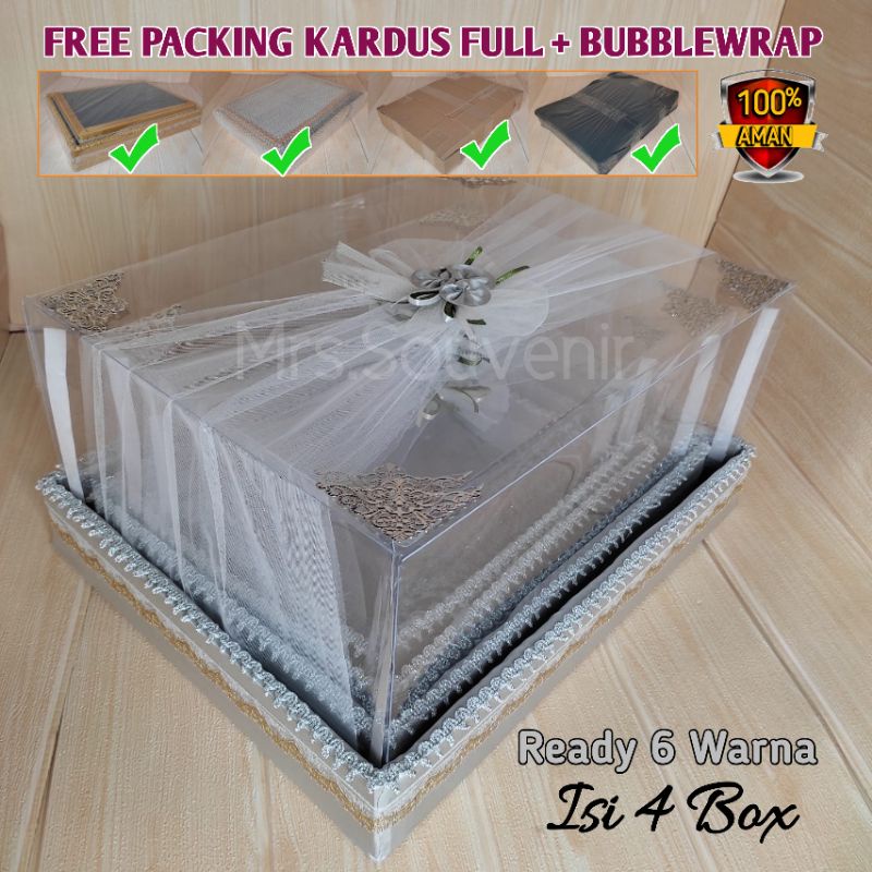 Kotak Parcel Hantaran Seserahan 1 Set Isi 4 Box Kotak Mahar Cincin Pernikahan
