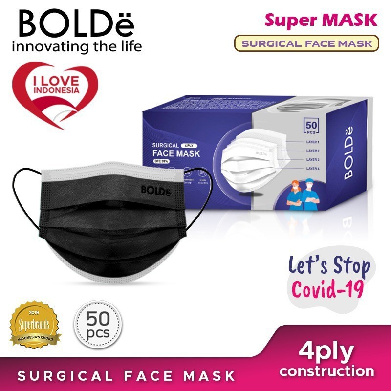 BOLDe Masker Medis 4 ply izin  Depkes - Super Mask Surgical Mask