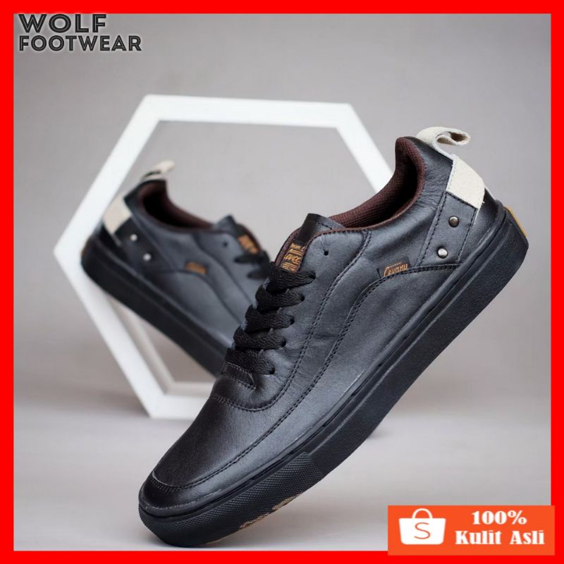 WOLF x CYRE| TERBARU !!! 100% KULIT ASLI SNEAKERS PRIA KASUAL SPORTY CEVANY DANTE COKLAT ORIGINAL a