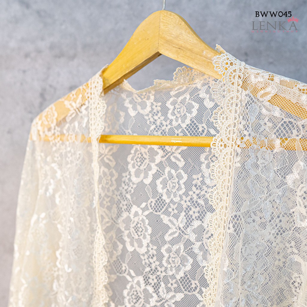 [STOK TERBATAS] OUTWEAR BOLERO PESTA AKSESORIS PENGANTIN RENDA LACE CREAM BWW045