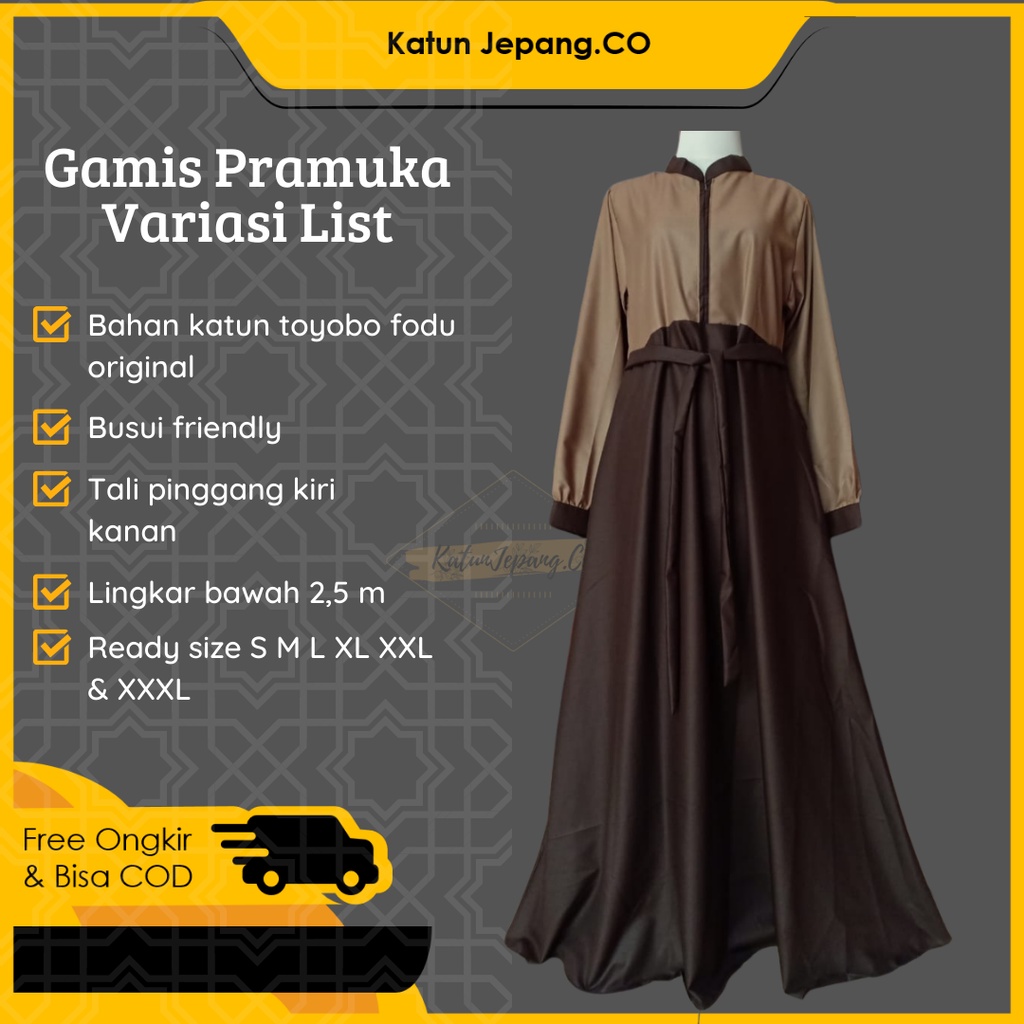 Baju Gamis Dress Seragam Dinas Pramuka Guru PNS Bahan Katun Toyobo Fodu Original Busui Halus Adem Bi
