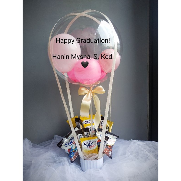 Hot air balon buket snack buket wisuda kado ulang tahun anniversary buket balon