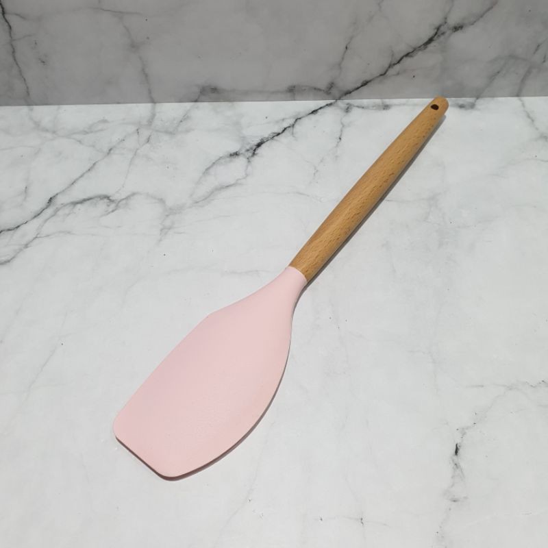 Silicone scraper spatula with wooden handle / spatula masak gagang kayu