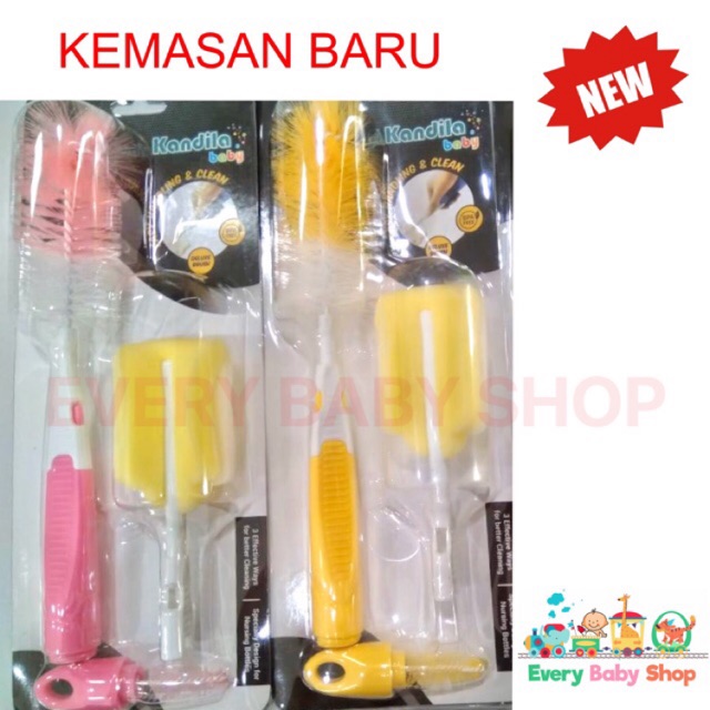 KANDILA / CROWN 6in1 SIKAT BOTOL Susu + Sedotan + Dot Bayi - Bottle + Straw + Nipple Brush SET - DELUXE - PA FREE