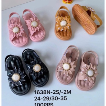 new produk SANDAL ANAK PEREMPUAN DENGAN DESIGN VARIASI BUNGA MATAHARI KEKINIAN TERBARU MERK NEW LINE