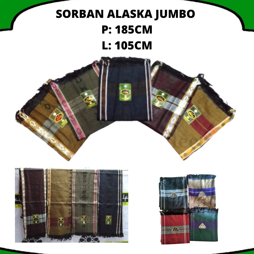 SORBAN PANJANG SORBAN ALISKA JUMBO BAHAN AKRILIK PREMIUM P 185 L 105