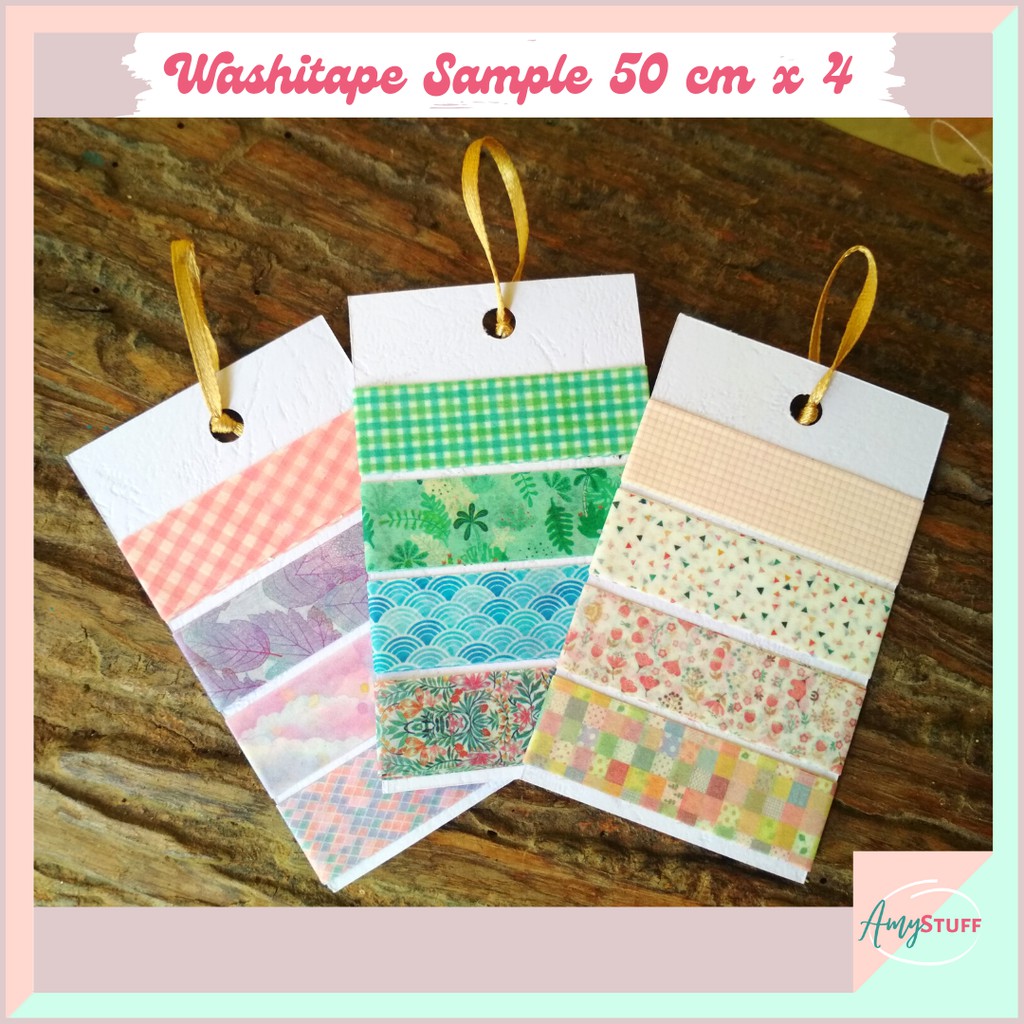 

4 pcs/lembar Washitape Share Sample 50 cm - Masking Tape - Selotip Motif Lucu