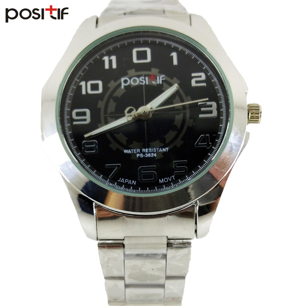[✅ COD] Jam Tangan Analog Pria Merk POSITIF Murcia PS-3624 Hitam Silver Original Impor Tahan Air 1 A