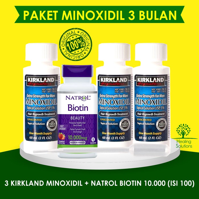 Paket Obat Penumbuh Brewok- Kumis- Rambut- Bulu-3 Minoxidil dan Biotin