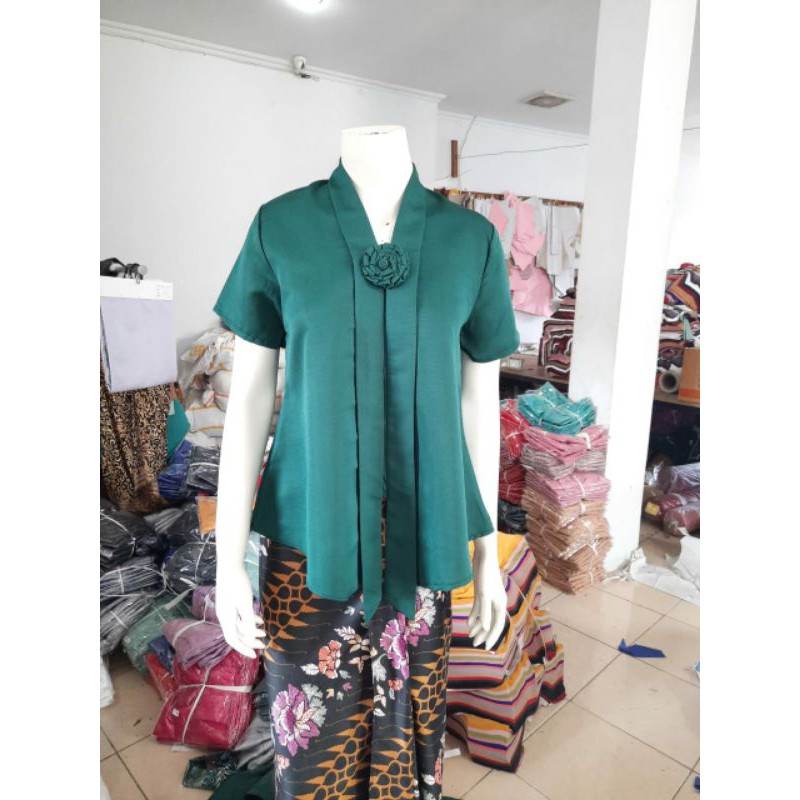 (Pd92/100) Kebaya Floy kutubaru kartini encim PENDEK BALOTELI busui KeroncongBusana (PDK)-Hijau Botol