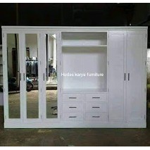 Almari putih pintu lima furniture jepara