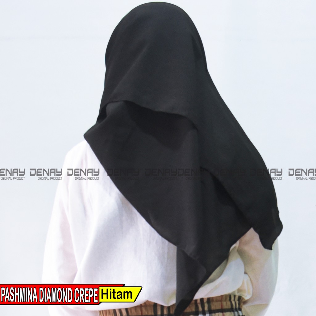TOKODENAY - HIJAB PASHMINA DIAMOND CREPE - (175 x 75) JAHIT TEPI PASHMINA JILBAB POLOS