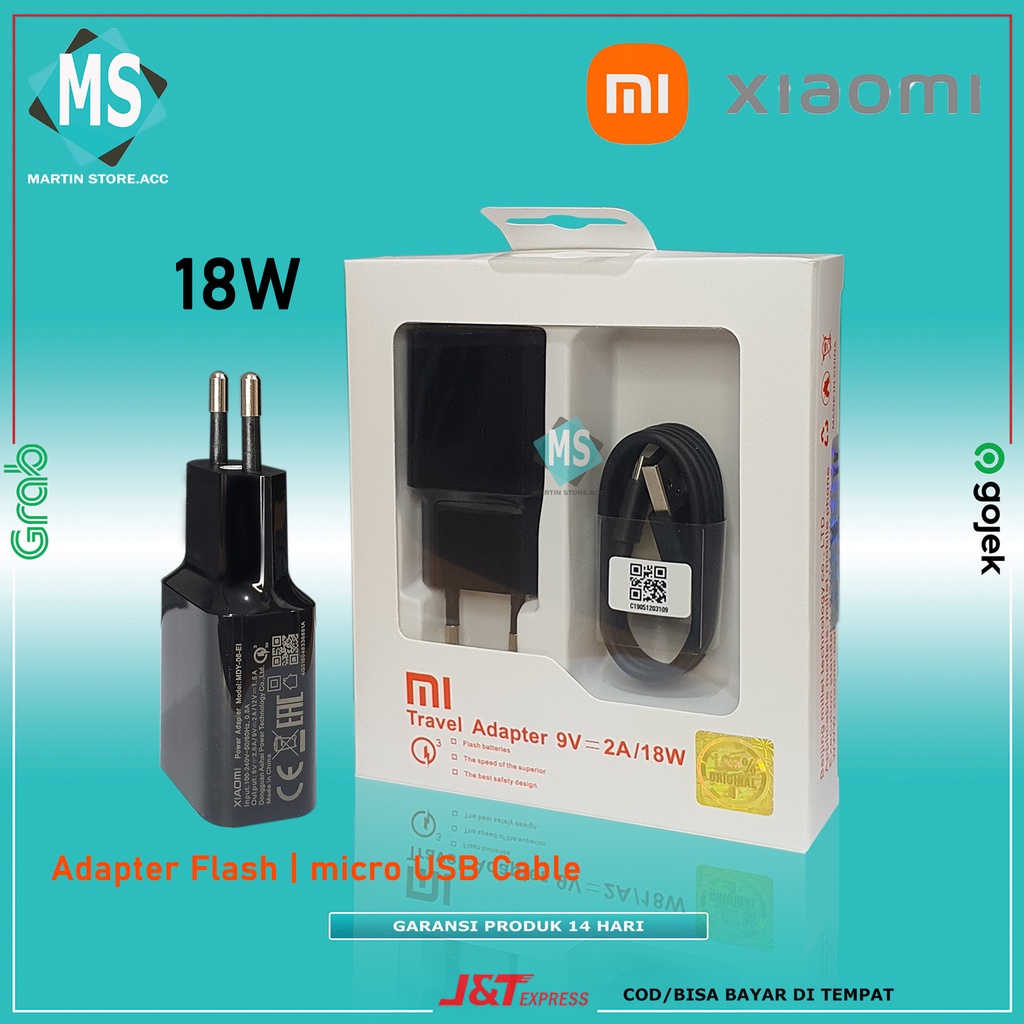 Charger Xiaomi micro USB/Type C Original 100% Fast Charging 9V 2A 18W