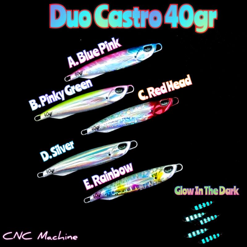 Metal Jig Duo Slim Castro 40gr &amp; 60 Glow In The Dark CNC Machine Cut