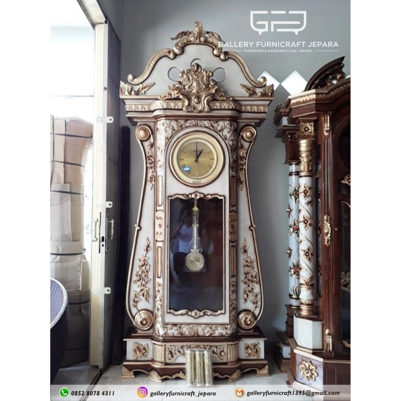 Jam Masjid Bagong Duco Marmer Gold Kayu Jati