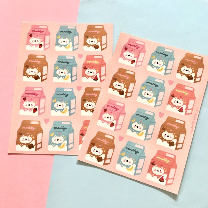 

Maddy Carton milk A6 stickers
