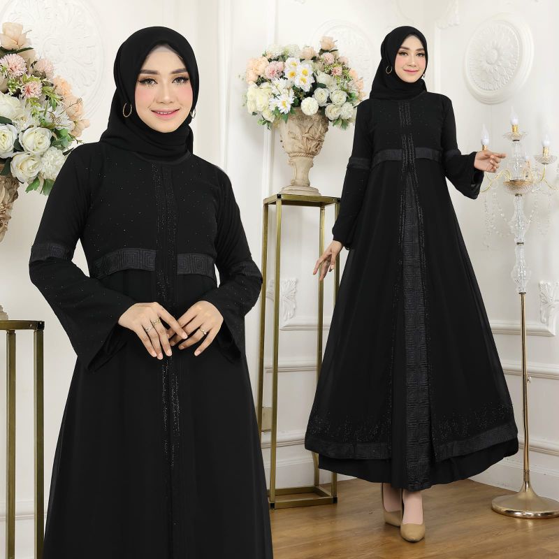 CANAMI GAMIS ABAYA TURKEY BORDIR FULL HITAM