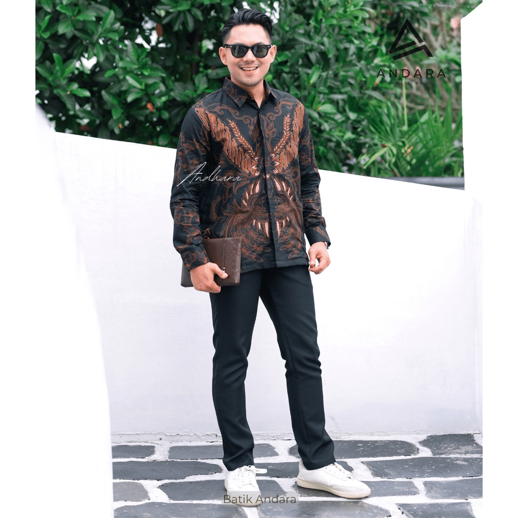 NATANEGARA  Baju Batik pria Lengan Panjang Modern slimfit Kasual Jagu Biru Best Seller Rekomendet Katun Solo Sragenanl Terlaris Slimfit