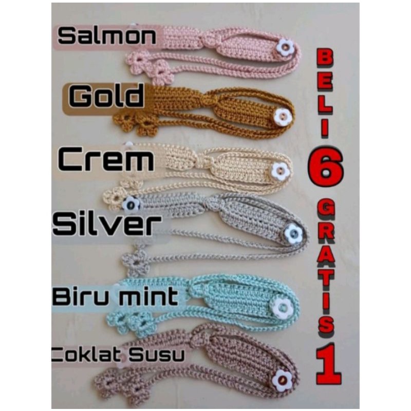 KONEKTOR MASKER/KONERTOR HIJAB/KONEKTOR KALUNG/BAHAN RAJUT . BELI  6 PCS GRATIS 1PCS
