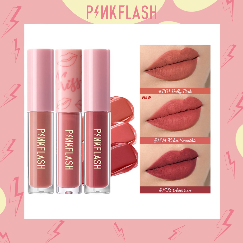 PINKFLASH OhMyLove 3PCS Matte Lipstik Lembut Tahan Lama Pelembab Pigmentasi Tinggi P Series