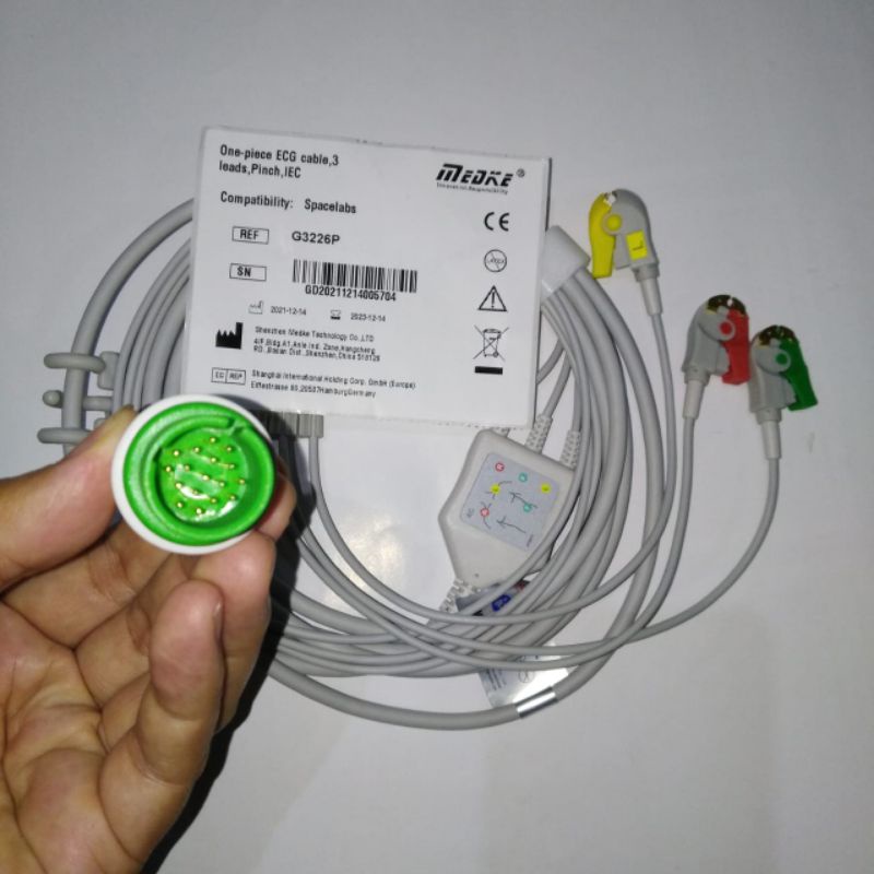 kabel ecg 3 leads compatible pasien monitor spacelabs