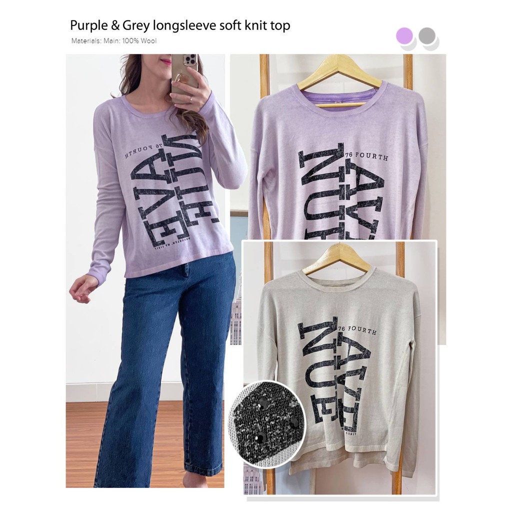 S oliver purple n grey longsleeve soft knit top