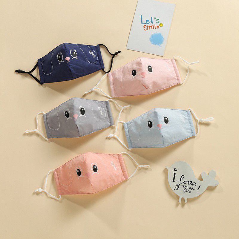 MASKER KAIN ANAK EARLOOP MOTIF LUCU KARAKTER DUCKBILL TALI ADJUSTABLE STOPPER BANYAK WARNA WASHABLE