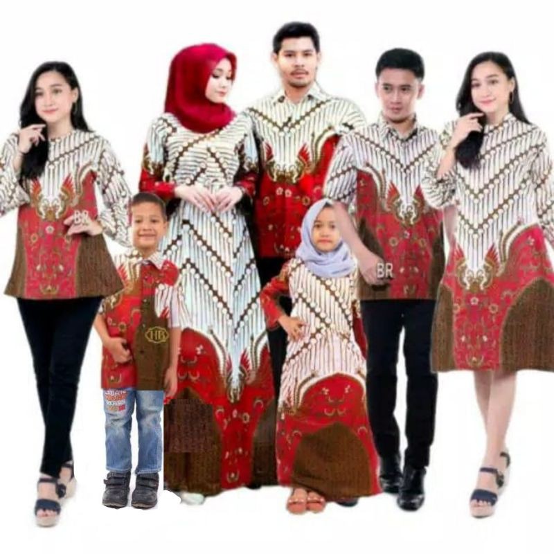 Batik Couple keluarga sania ruffle ori ndoro jowi motif SENO MERAH PUTIH