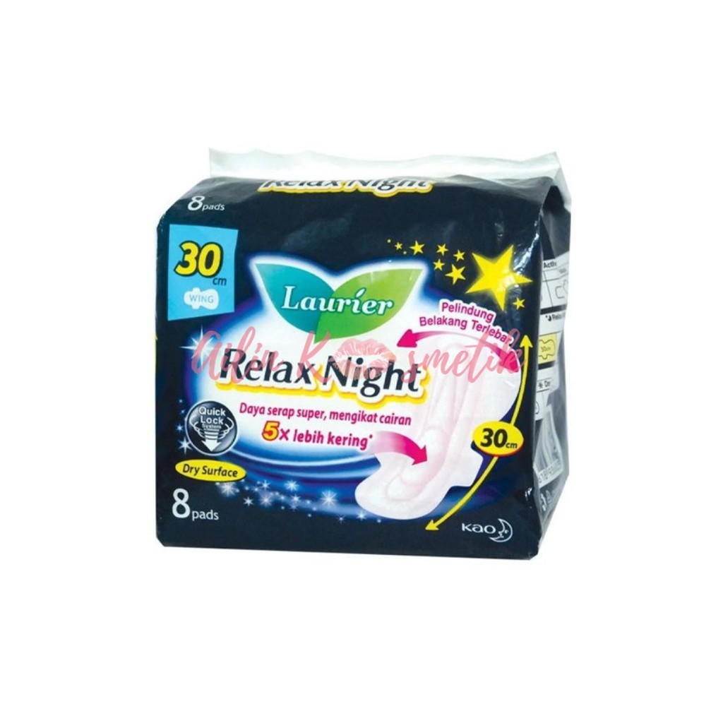 LAURIER Relax Night 8S ORIGINAL / Pembalut Wanita isi 8Pcs UK 30Cm by AILIN