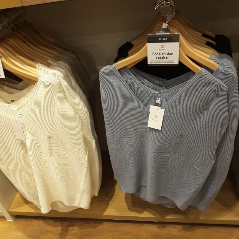 UNIQLO 3D KNIT ORIGINAL SALE 80% FREE JASTIP ASLI Blouse Sweater Rajut Spandex Polos Wanita Branded