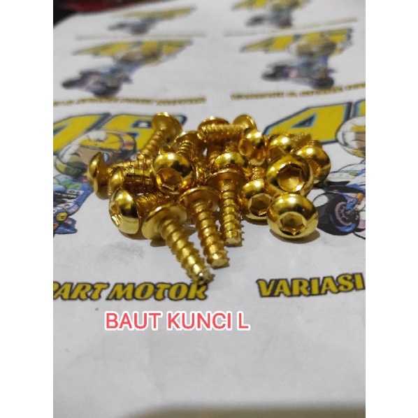 BAUT PROBOLT BODY MOTOR / BAUT KAP MOTOR GOLD - CROME / BAUT BODY MOTOR 2 KUNCI / BAUT BODY KUNCI L 