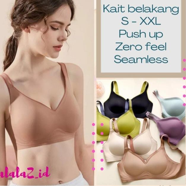◄ A029 / BRA SEAMLESS KAIT PUSH UP TANPA KAWAT / BH BIG SIZE ZERO FEEL - Hitam, S ➵