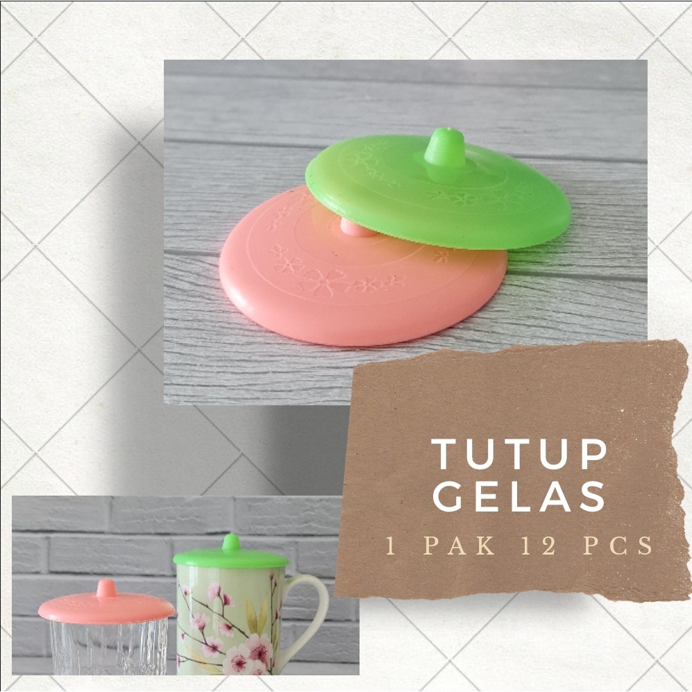 Tutup Gelas Plastik Isi 12 Pcs / Cover Cangkir Minum