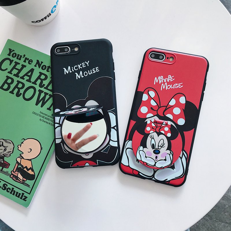 Disney Mickey Minnie Mirror Case Apple iPhone 6 6S 7 8 + Plus SE 2020 11Pro 11 Pro Max X XR XS Max Soft Casing SAMSUNG S7 Edge S8 S9 Plus