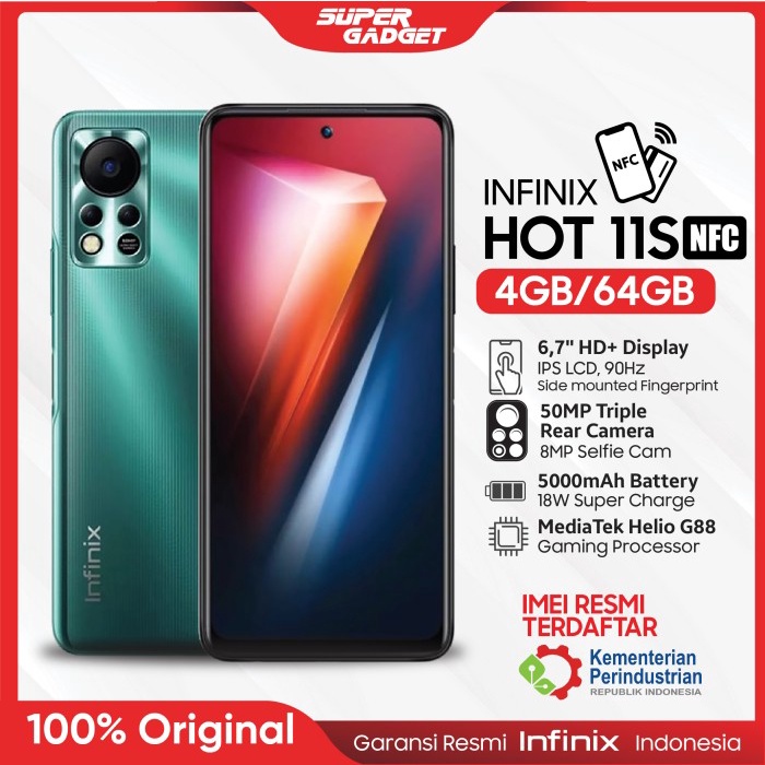 Infinix Hot 11s NFC 4 6/64 128 GB RAM 4 6 ROM 64 128 Handphone Hp