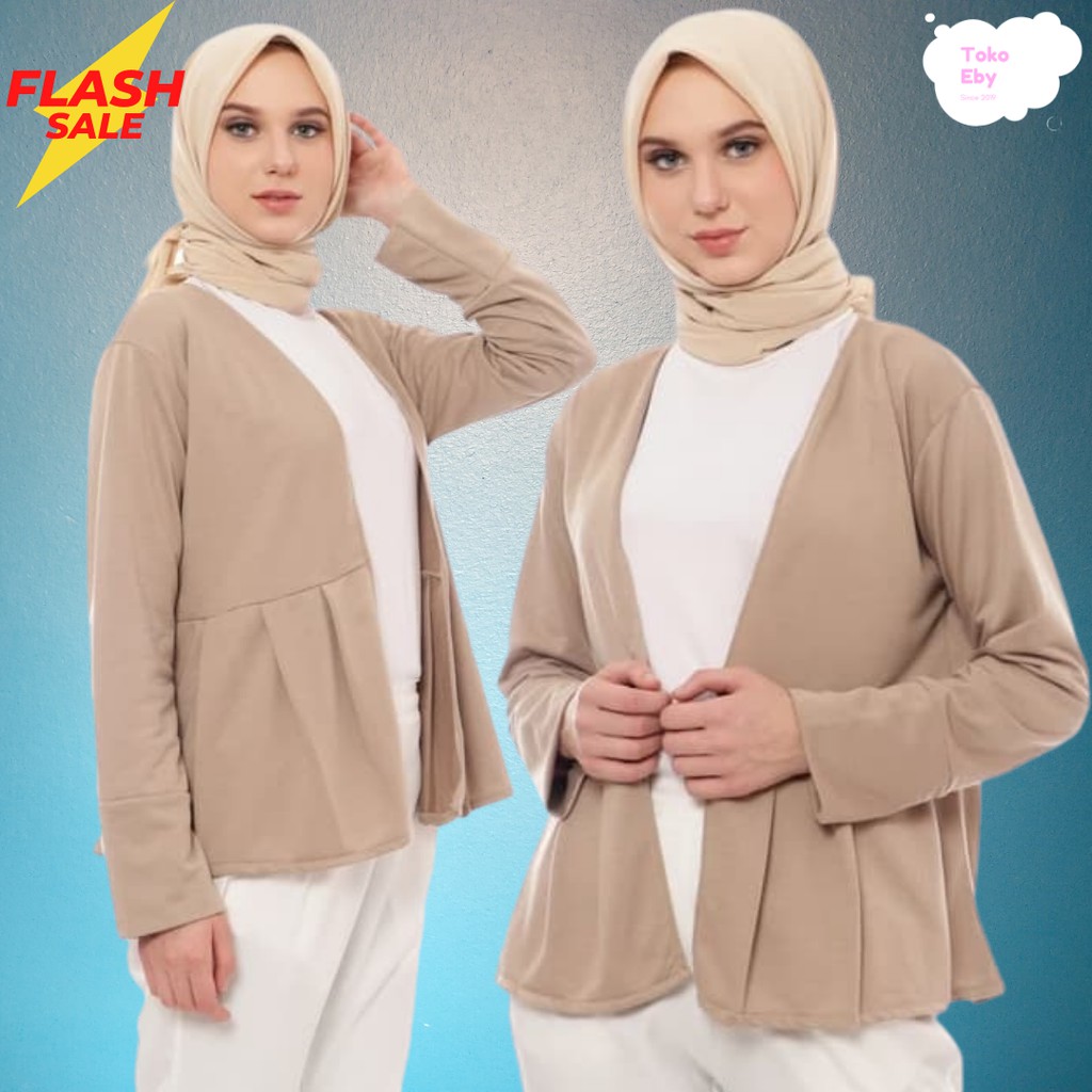 OUTERWEAR MUSLIM WANITA CARDIGAN ROMPI MURAH WARNA KHAKI - OUTERWEAR CARDIGAN ROMPI WANITA MUSLIM