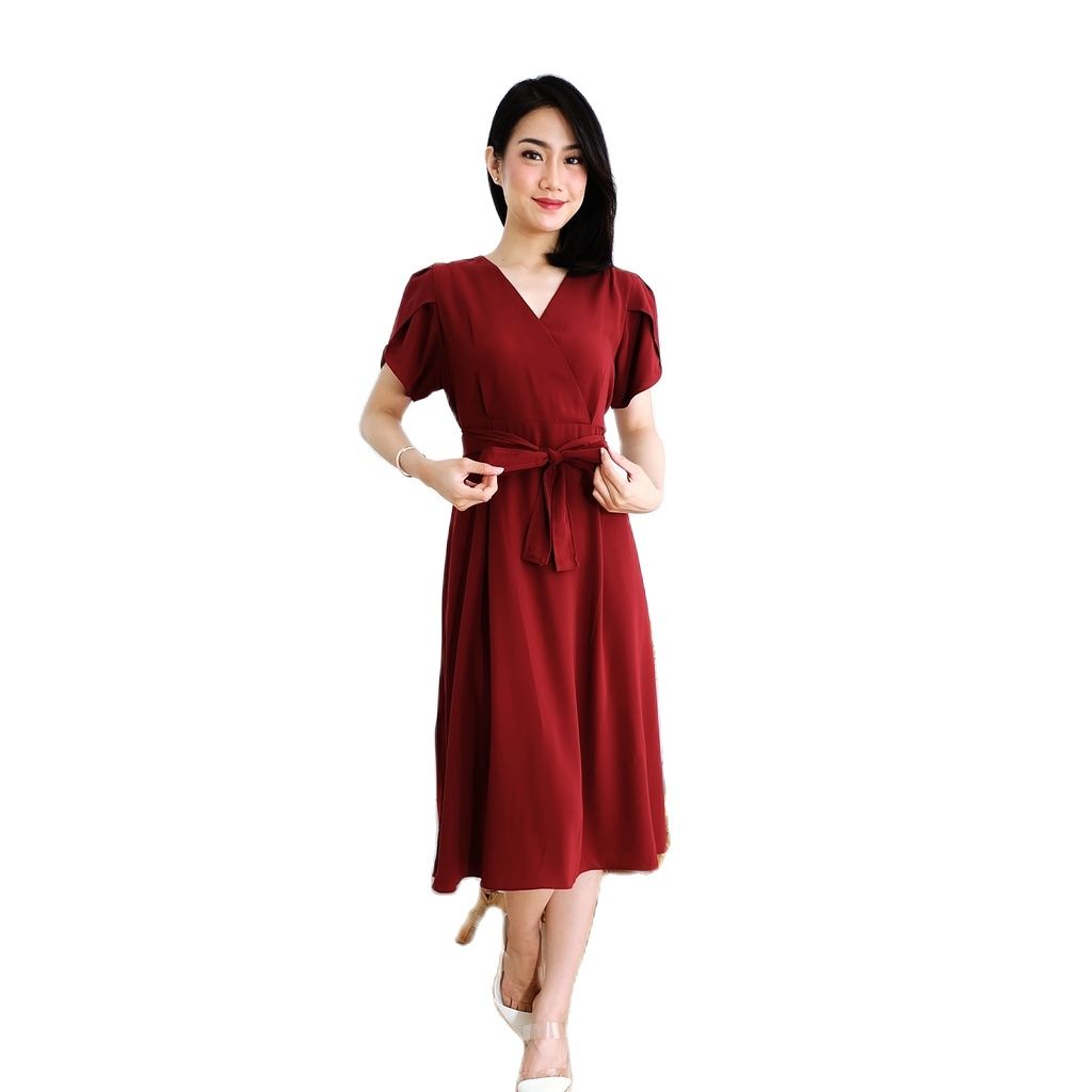 ZASKIYA - Lolina Dress Casual Terusan Premium Crepe  Polos Wanita Korean Style