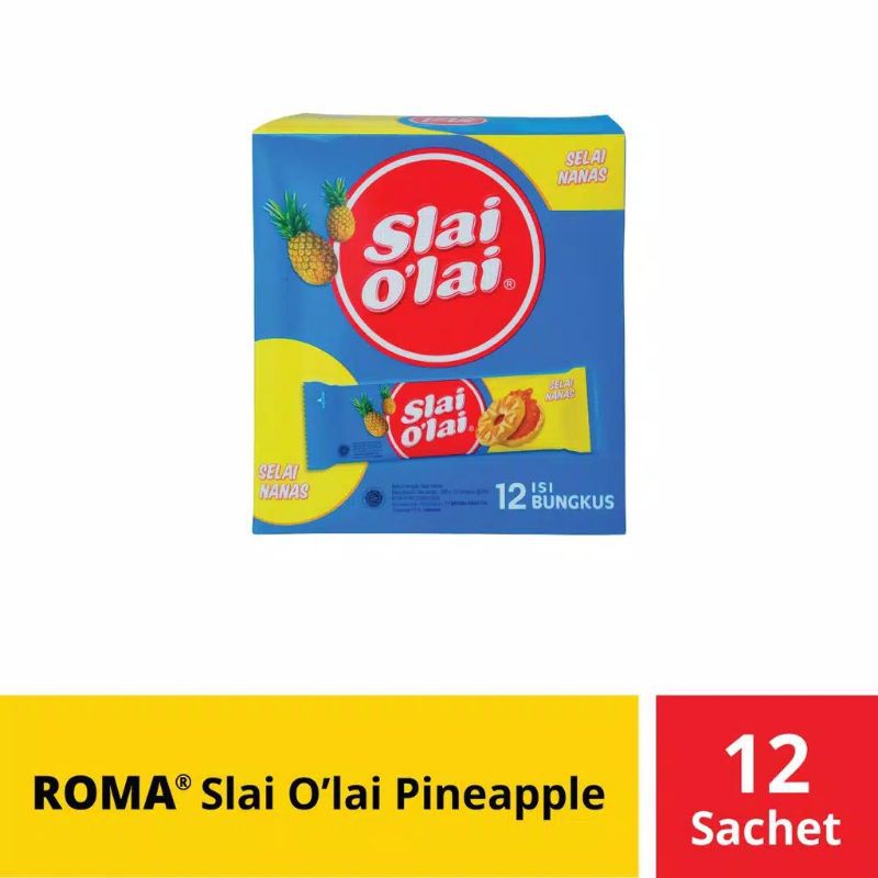 

Roma Slai O'Lai Pineapple 12 sachet berat 24 gr AYES TOSERBA